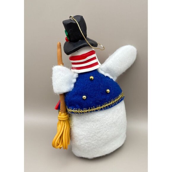 Handcrafted Festive Snowman Christmas Tree Ornament USA Patriotic Striped Scarf - Picture 2 of 8